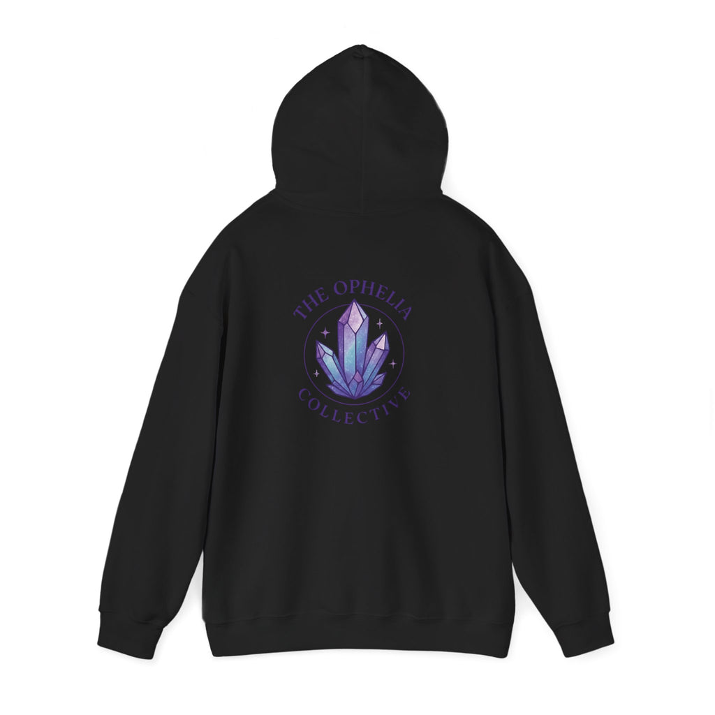 Crystal Collective Hoodie — "Clam it!" Purple Bubble Letter Design
