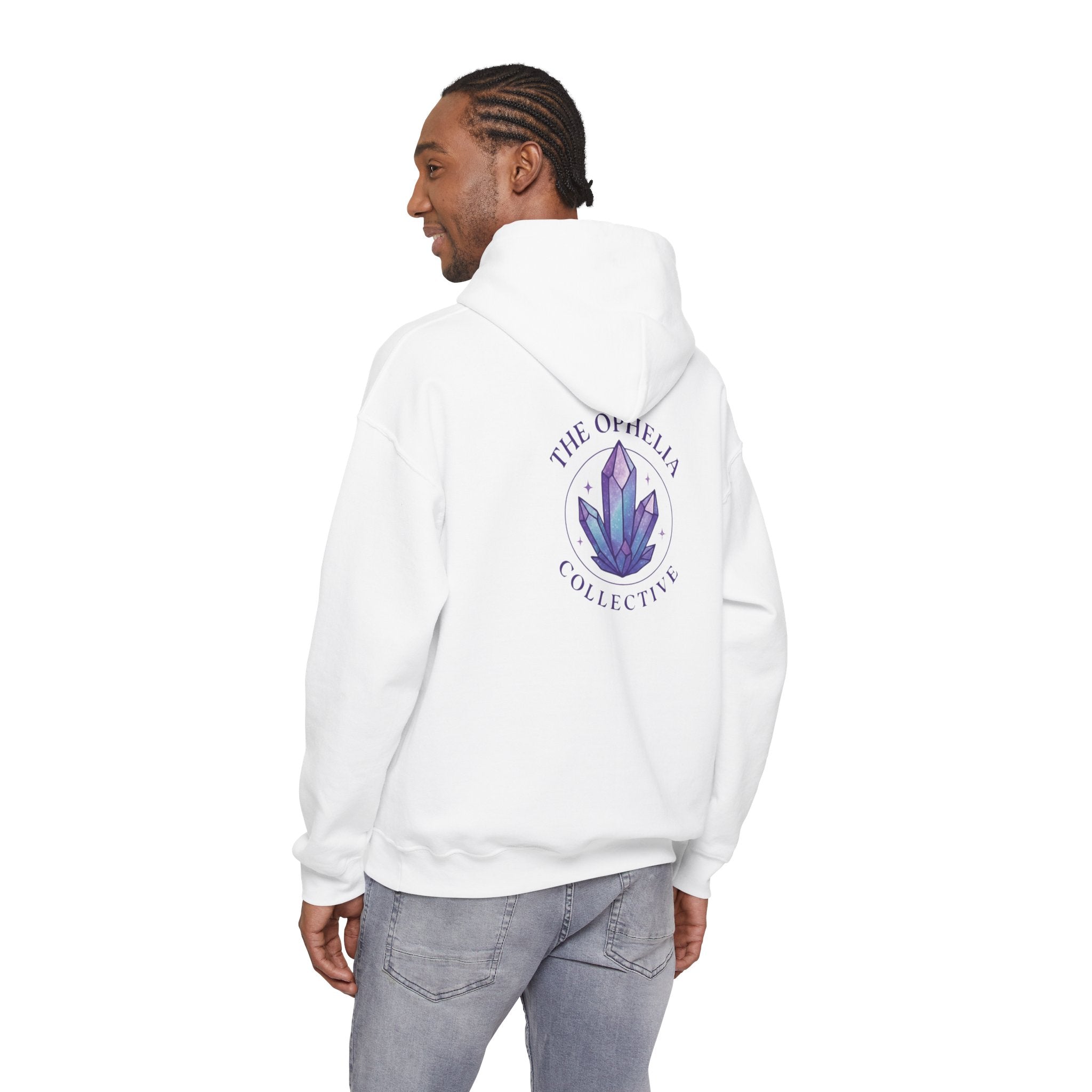 Crystal Collective Hoodie — "Clam it!" Purple Bubble Letter Design