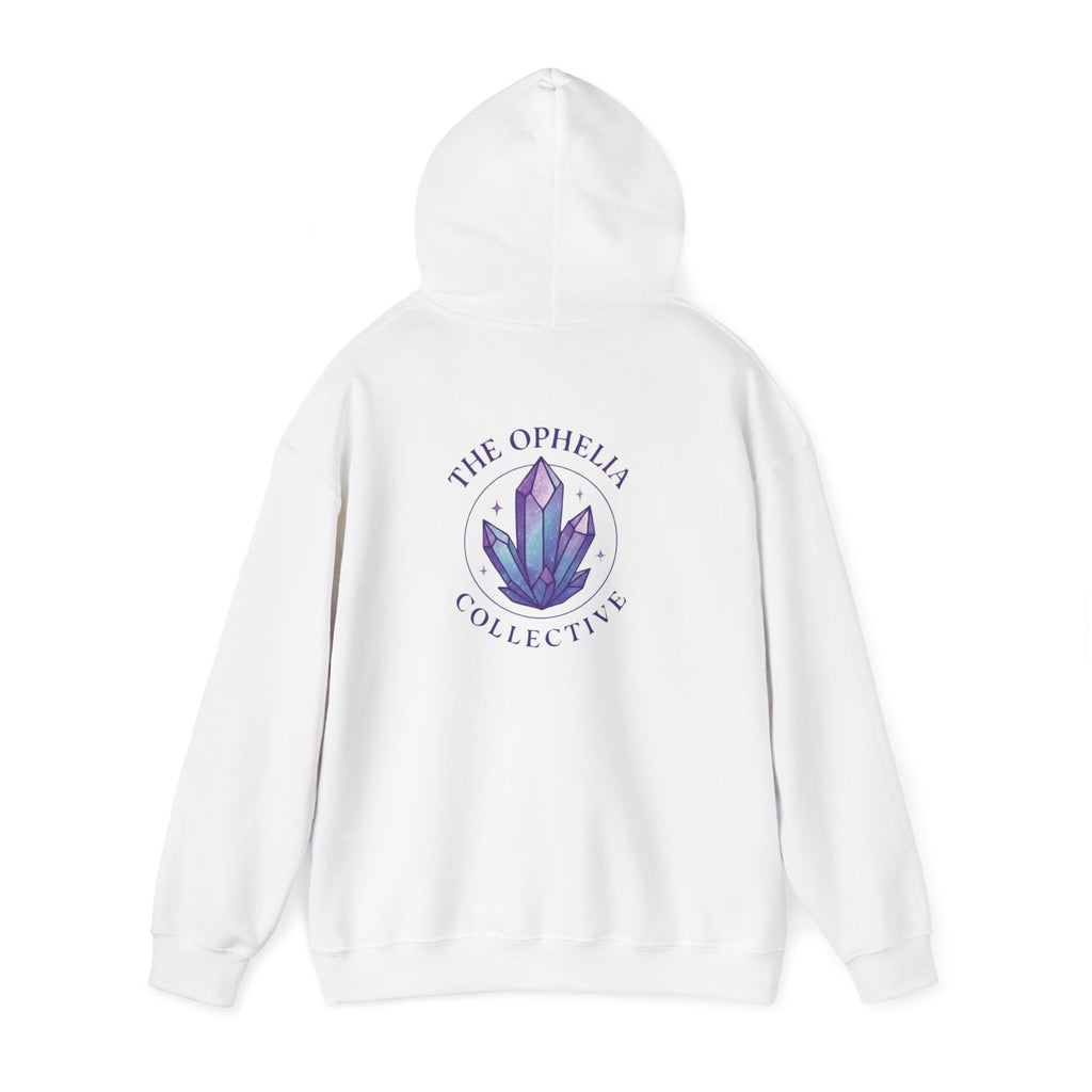 Crystal Collective Hoodie — "Clam it!" Purple Bubble Letter Design