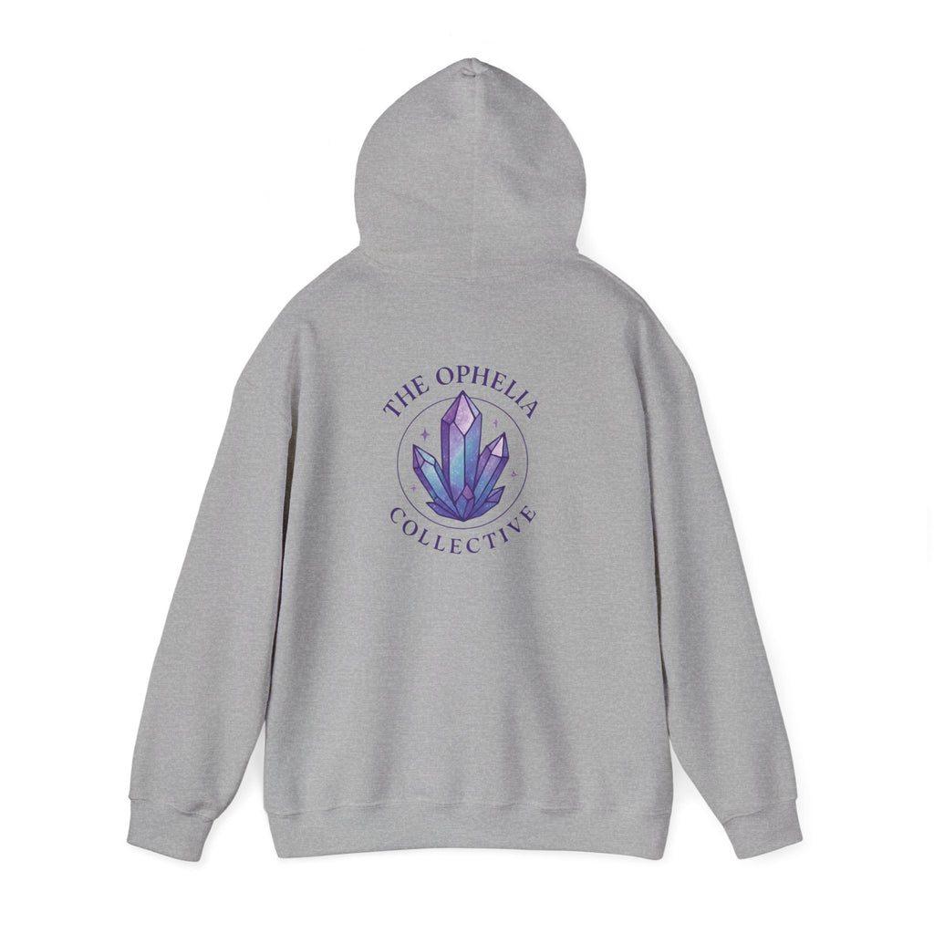 Crystal Collective Hoodie — "Clam it!" Purple Bubble Letter Design